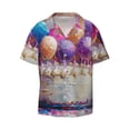 thumbnail image 5 of Picia Colorful Balloon Cake Celebration Men's Linen Shirts Short Sleeve Cuban Beach Shirts Casual Shirts Button Down Shirt for Men Beach Summer Wedding Shirt-3X-Large, 5 of 7