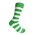 thumbnail image 1 of Bright Green with White Color Mid-calf Stripes(Zebra Stripes) Dress Casual Socks for Men, 1 of 1
