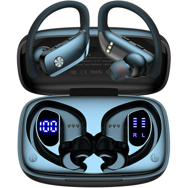 Wireless Earbuds Bluetooth Headphones 48hrs Play Back Sport Earphones with  LED Display Over-Ear Buds with Earhooks Built-in Mic Headset for Workout 