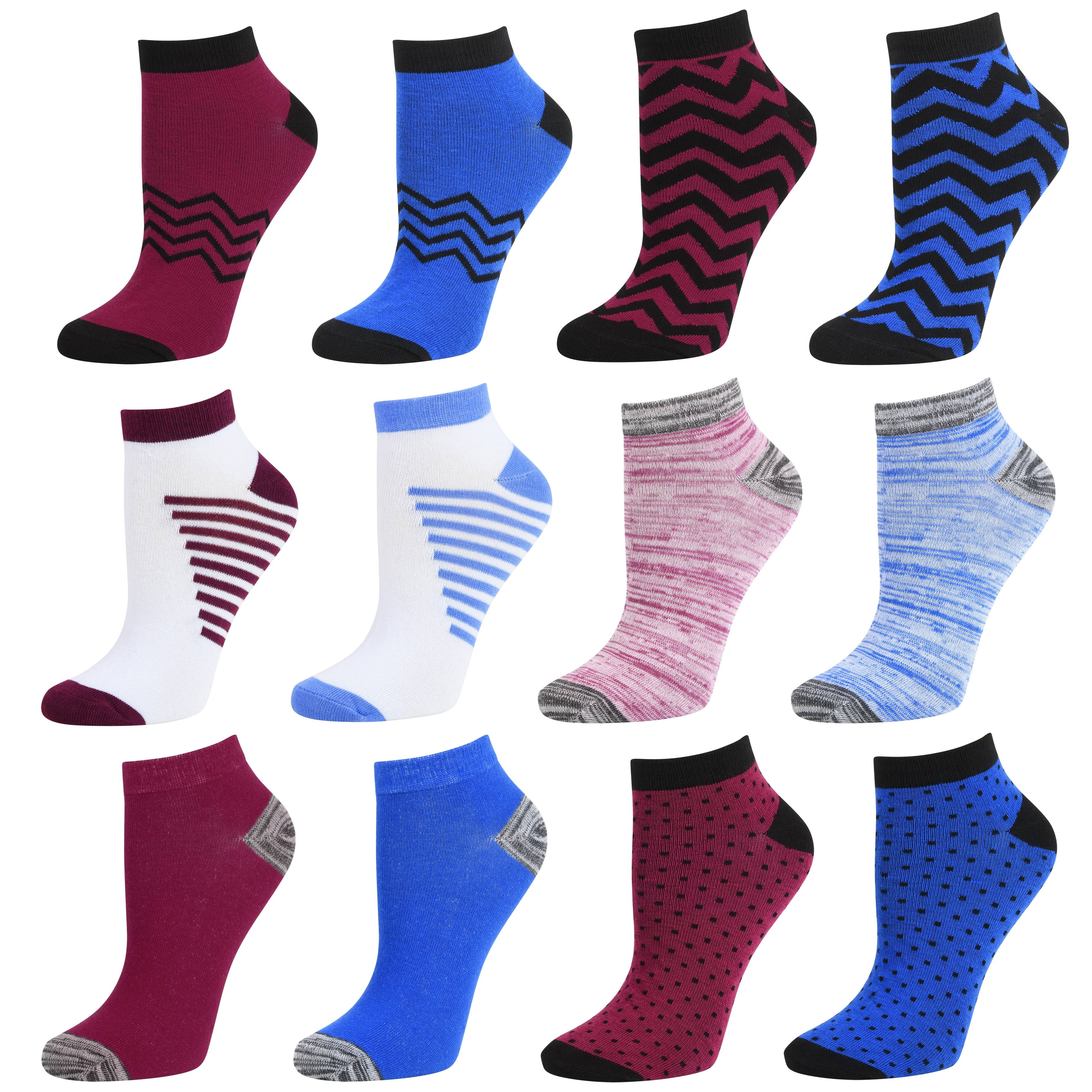 Debra Weitzner Womens Low-Cut Socks Colorful Casual No-Show Ankle Socks 12 Pairs 