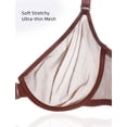 thumbnail image 4 of YANDW Women's Front Closure Sheer Mesh Bra Racerback See Through Unlined Plus Size Bralette Underwire, Brown 44D, 4 of 7