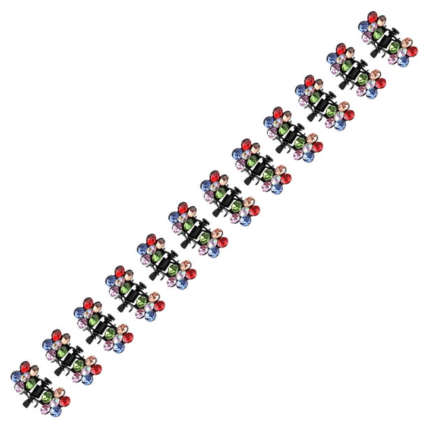 12 piezas pequeñas flores de cristal pinzas para el pelo de metal para niños Mini pinzas para el pelo con diamantes de imitación GeweYeeli PS6851-04