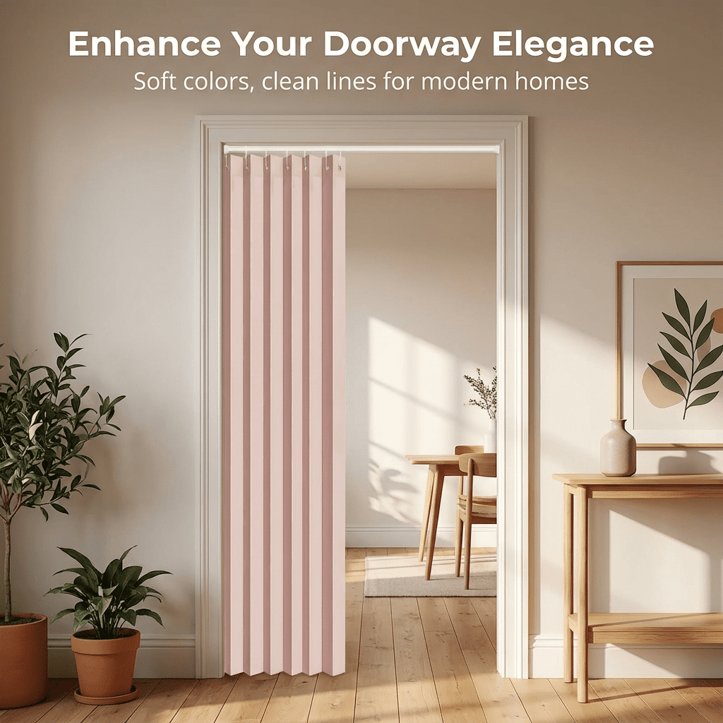 Accordion Doors Interior, Fabric Folding Door Curtain for Closet & Room Divider, Fold  Interior Room Divider with Easy Installation for Bedroom, Living Room, Office