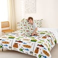 thumbnail image 4 of Feelyou Cute Cartoon Go Fishing Boat Queen Comforter Set for Boys Girls Kids, Cartoon Adventure Bedding Comforter Set, White Green, Reversible, 3-Piece, 4 of 6