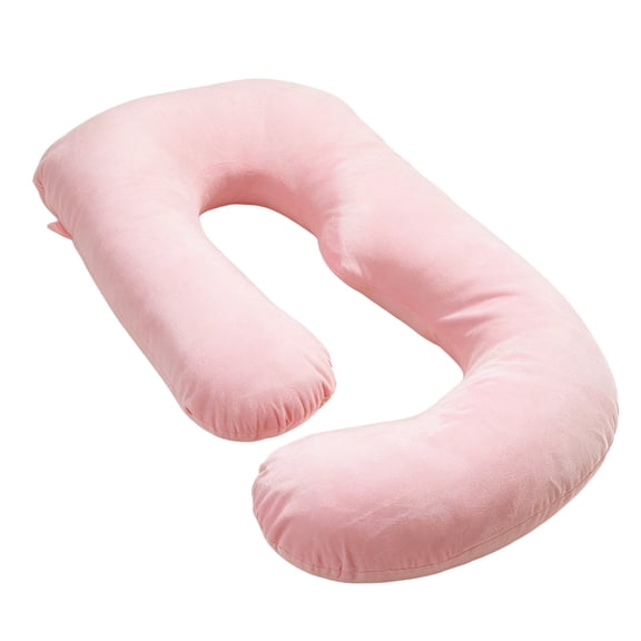 Supportive J Shape Alcohol-Free Polyester Maternity Pillow for Multi-Position Sleeper, Pink