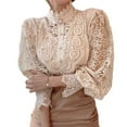 thumbnail image 2 of Women Elegant Lace Trim Shirts Casual Victorian Blouse Long Sleeve Button Down Tops Color S, 2 of 9