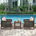 thumbnail image 3 of Gymax 3PCS Rattan Wicker Patio Conversation Set Outdoor Furniture Set w/ Cushion, 3 of 9