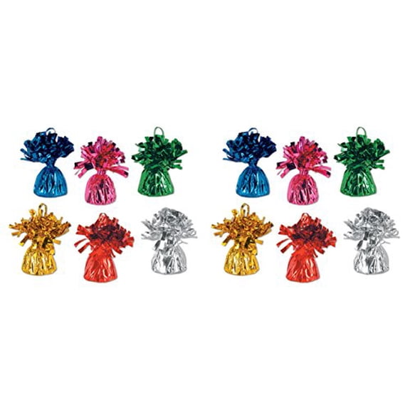 Beistle 50804-ASST 12-Piece Assorted Color Metallic Wrapped Balloon Weights