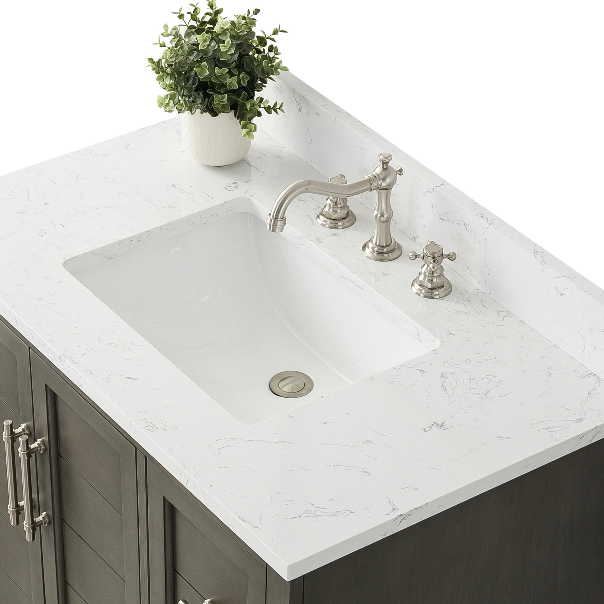 Vanity Art 36 x 22 x 34 in. Single Sink Bathroom Vanity with Quartz Top & Backsplash, Silver Grey
