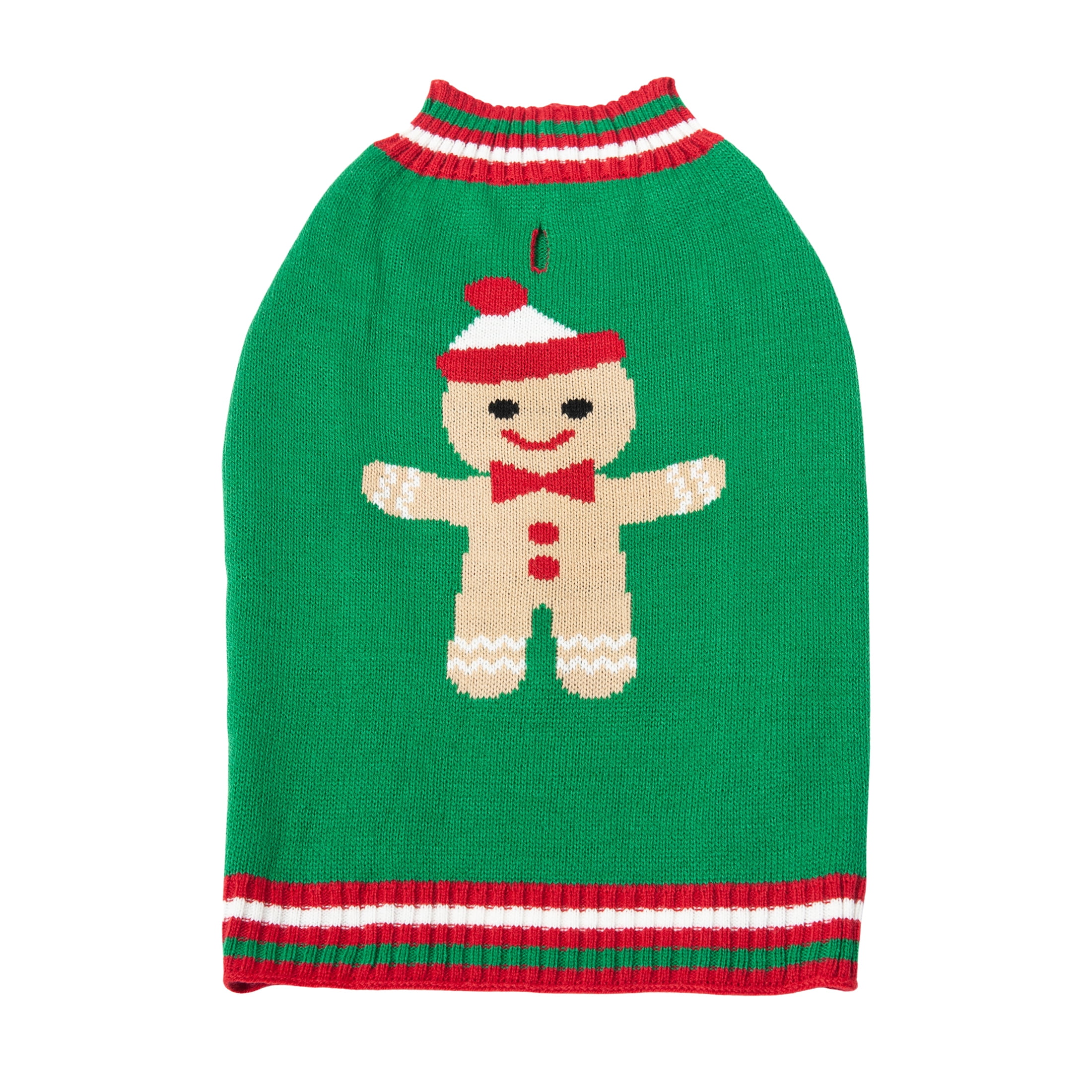 Vibrant Life Holiday Dog and Cat Clothes Green Gingerbread Man Sweater, Extra Small