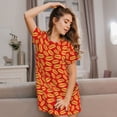 thumbnail image 3 of Fotbe A Big Hot Dog Bata de Dormir para Mujer con Estampado, Camisón de Algodón de Manga Corta, Ropa de Dormir Casual, 3 of 6