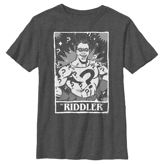 Boy's Batman Riddler Tarot  Graphic Tee Charcoal Heather X Large