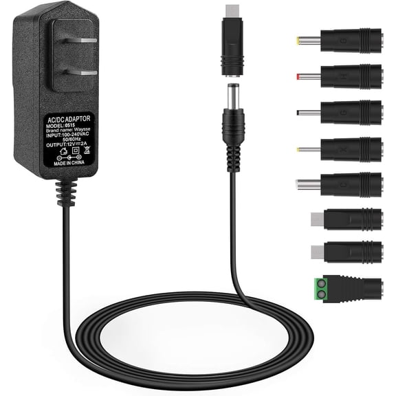 LujingZ 12V 2A Power Supply AC Adapter Slim Design AC DC Switching Power Supply Adapter Input 100-240V Output 12 Volt 2 Amp Large Compatible with LED Strip CCTV Camera Router