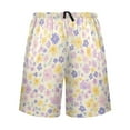 thumbnail image 2 of Men's Pajama Shorts Bottoms with Pockets Soft Lightweight Lounge Sleep Wear Lilac Yellow Tiny Flower, 2 of 6