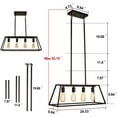 thumbnail image 2 of GZBtech Kitchen Island Linear Pendant Light 4 Lights Simple Black Linear Chandelier Hanging Light Fixture for Dining Room 53.15'' Height Adjustable, 2 of 6