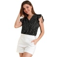 thumbnail image 1 of INSPIRE CHIC Blusa Con Cuello En V De Gasa Con Volantes Top De Camisa De Verano Con Manga Casquillo Y Lunares Para Mujer Negro M, 1 of 6