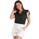 thumbnail image 1 of Blusa con Cuello En V de Gasa con Volantes Allegra K para Mujer Negro L, 1 of 6