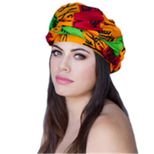 Turban Diva-335-21 Wax Print Africian Turban Head Wrap-Red Orange Green - Walmart.com