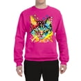thumbnail image 2 of Wild Bobby Dean Russo Colorful Blue Eyes Cat Cat Lover Unisex Crewneck Graphic Sweatshirt, Fuschia, Large, 2 of 5