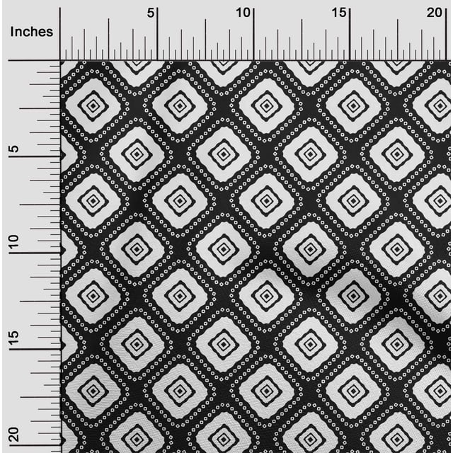 oneOone Georgette Viscose Black Fabric Geometric Bandhani Sewing Craft Projects Fabric Prints By Yard 42 Inch Wide