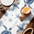 thumbnail image 3 of Blue Turtle Coastal Table Runner 36 Inches, Beach Starfish Nautical Coral Shell Bed Runner Dresser Scarves Tabletop for Indoor Outdoor Parties/Ceremony/Banquet, 13"x 36", 3 of 9