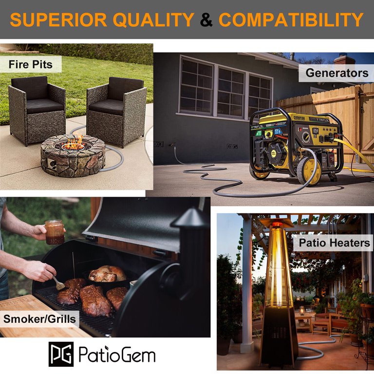 PatioGem 3/8-Inch Natural Gas Hose with Quick Connect Fittings, 24Ft Flexible  Gas Line, ,Propane to Natural Gas Conversion Kit for Fire Pit, Patio  Heater, Burner, Grill, Smoker, Generator - CSA - Walmart.com
