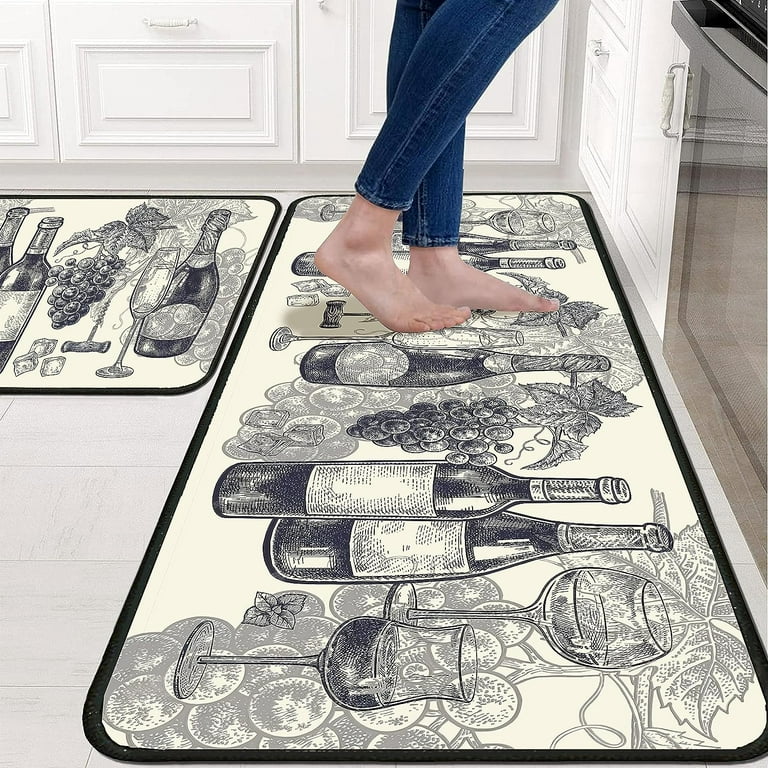 2 PCS Kitchen Rugs and Mats Washable Non Skid, Soft Super Absorbent Fat  Chef Kitchen Mat for Doormat Bathroom Runner Set (17x47+17x30,Fat Chef)