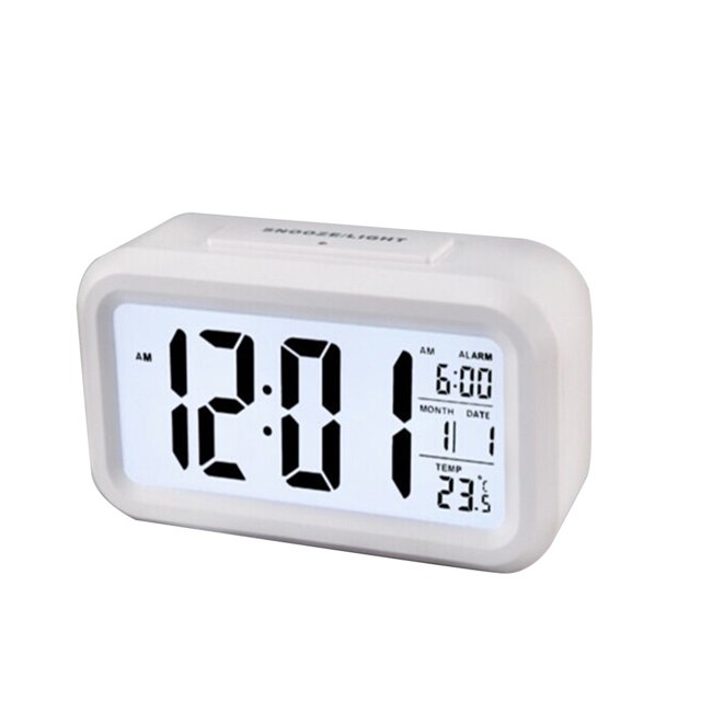 Graflsoa Réveil Intelligent Phosphorescent pour Enfants avec Musique Réveil, Grand Écran, Blanc, Pile Non Incluse