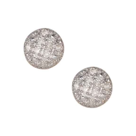 Micro-Pavé Round Diamond Stud Unisex Adult Earrings 0.09ct 10K Yellow Gold, 0.93 Gr - Goldum NYC