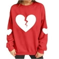 thumbnail image 4 of qucoqpe Valentine's Day Long Sleeve Shirts for Women Love Heart Printed Crewneck Pullover Fashion Oversized Sweatshirt for Women, 4 of 5