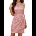 thumbnail image 3 of Vestido de Verano para Mujer, Estampado de Lunares, Cuello Halter, Cintura Anudada, Informal, con Cremallera en la Espalda, para Vacaciones y Playa. Melocotón M, 3 of 7