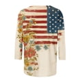 thumbnail image 3 of Women's 3/4 Sleeve American Flag Print T-Shirt Casual Round Neck Patriotic Shirt Top for Independence Day, 3 of 4
