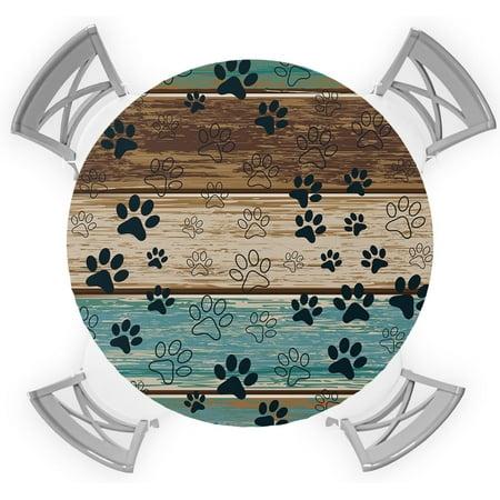 

Coastal Round Tablecloth Beach Blue Teal Coral Fitted Table Cover with Elastic for 36 -44 Round Tables Nautical Starfish Table Cloth Indoor Outdoor Dinning Party Waterproof Tab