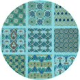 thumbnail image 1 of Ahgly Company Machine Washable Indoor Round Transitional Aquamarine Stone Green Area Rugs, 3' Round, 1 of 7