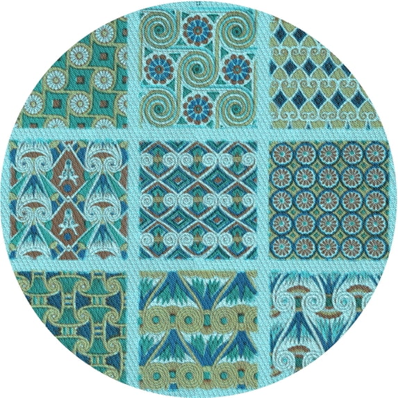 Ahgly Company Machine Washable Indoor Square Transitional Aquamarine Stone Green Area Rugs, 3' Square