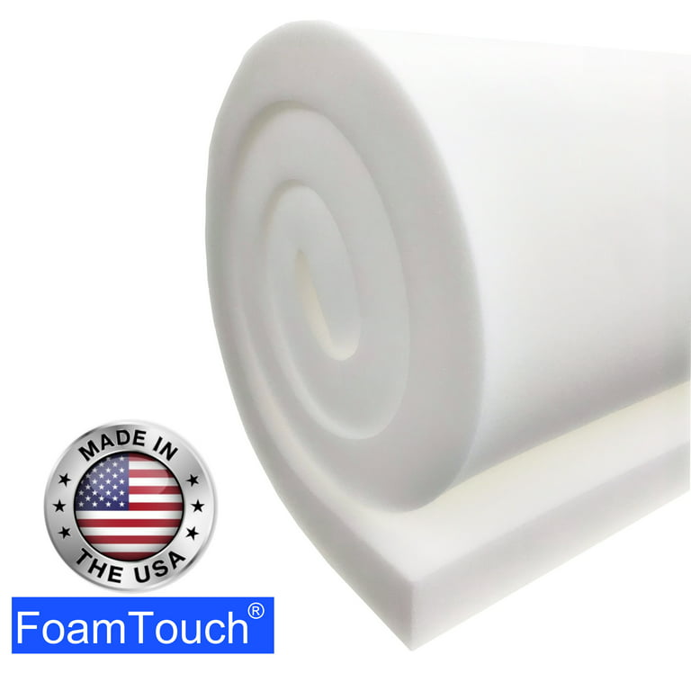 FoamTouch High Density 3 inches Height, 36 inches Width, 72 inches Length  Upholstery Foam, White
