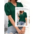 thumbnail image 6 of STARVNC Women Swiss Dot Lace Trim V Neck Puff Sleeve Chiffon Blouse, 6 of 6
