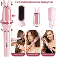 thumbnail image 3 of 3-in-1 Auto Rotating Curling Iron with Waver & Straightener Brush, Anti-Scald Hair Styler Pink  ﻿, 3 of 9
