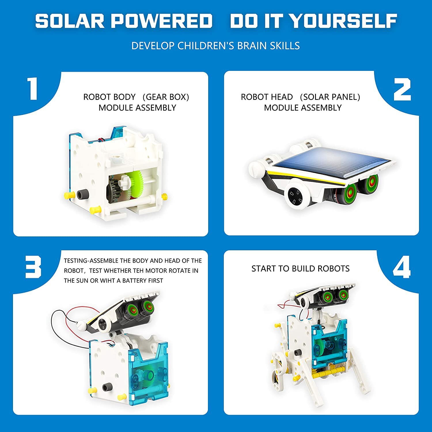 Freecat 12-in-1 Solar Power Robots Creation Toy, DIY Robotics Kit Science Educational Toy Building Robotic Set for Kids Age 8-12
