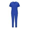 thumbnail image 2 of BXINGOHAI Scrubs for Women Set V-Neck Pocket Top Drawstring Jogger Scrub Pants Stretch Nursing Scrubs Set Uniform Dark Blue M, 2 of 7