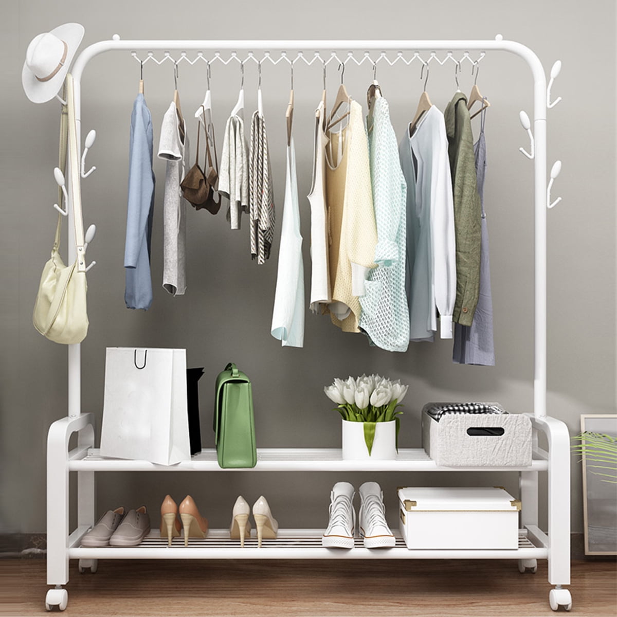 Wardrobe Stand Wardrobe Clothes Stand Coat Hanger Clothes White 