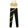 thumbnail image 3 of Hansber 2 Pcs Kids Girls Sport Outfits Metallic Crisscross Strappy Dance Crop Top with Pants Set Gold 6, 3 of 5
