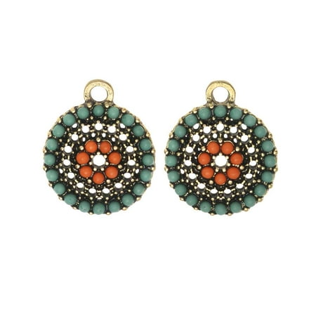 Antiqued Metal Coins Antique - Zola Elements Charm, Beachy Textured Coin 14x16mm, 2 Pieces, Antiqued Gold Tone