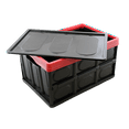thumbnail image 4 of Dependable Industries Inc. Essentials Collapsible Storage Box Foldable Utility Bin with Lid 100's of Uses for Home Storage Office Auto Trunk Organization - Black with Red, 4 of 5