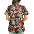 thumbnail image 4 of Garbnen Christmas Scrub Tops for Women V Neck Short Sleeve Womens Business Casual Tops Thanksgiving Holiday Nurse Working Uniforms with Pockets S-5XL, 4 of 5