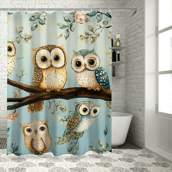 Patifu Owls Washable Shower Curtain 100% Polyester Home Bathroom Decoration with Hooks 36"x72