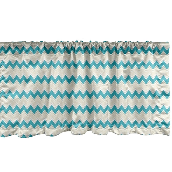 Ambesonne Teal Window Valance, Zigzag Chevron Classical, 54" X 18", Cream Teal