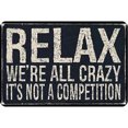 thumbnail image 1 of Chapa Metal Vintage Relax Not A Competition Pintura Hierro Rectangular 40x30cm, 1 of 9