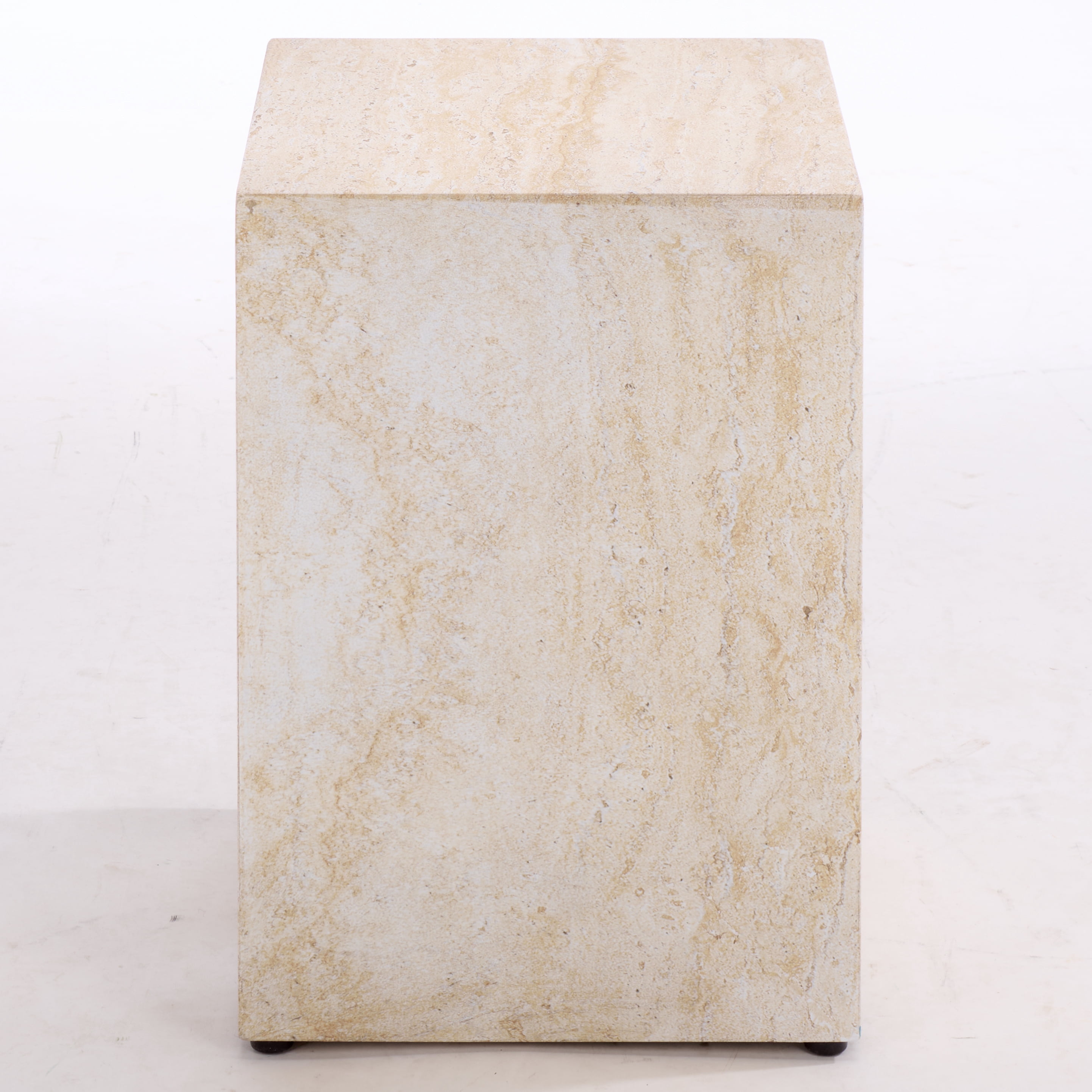 Safavieh Tina Cube Outdoor Polystone End Table, Travertine