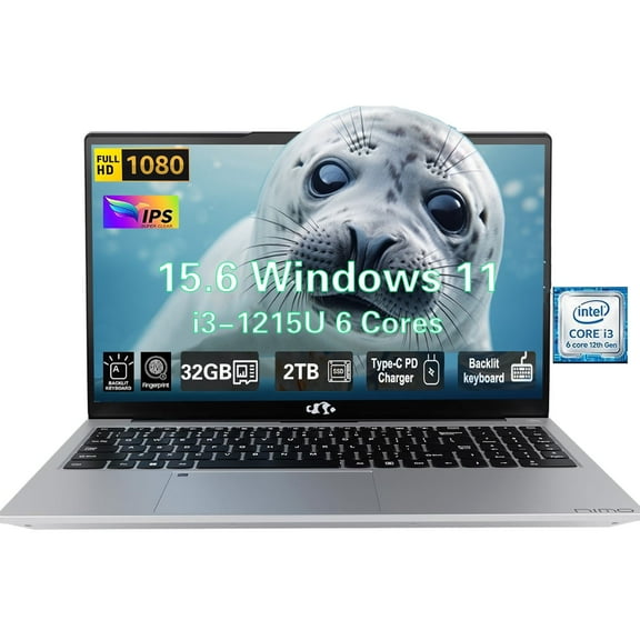 15.6" FHD High-performance laptop, Windows 11, Conference camera, Type-C 65W PD fast charger, Intel i3-1215U 32GB RAM 2TB SSD, Lightweight PC Computer, fingerprint, Backlit keyboard